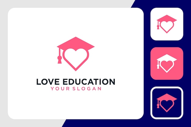 love logo design with education and pink color