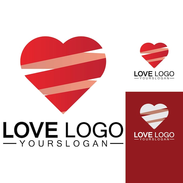 Love logo designHeart shape logo design Vector