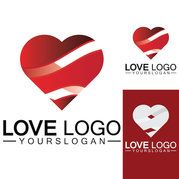 Love logo designHeart shape logo design Vector