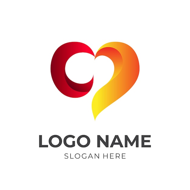 Love logo and fire design combination, hot icon template