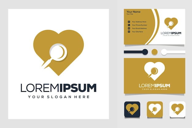 love and magnifying glass modern logo design business card template