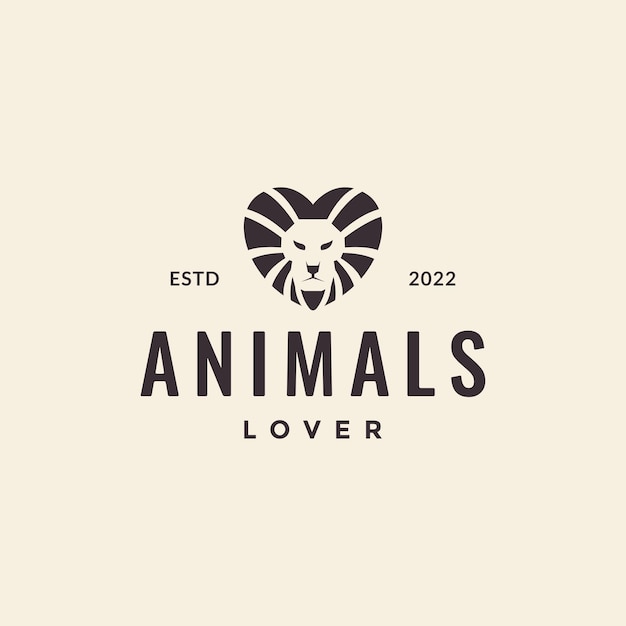 Love mane lion logo design hipster