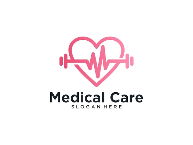 Love medical care with fitness logo design