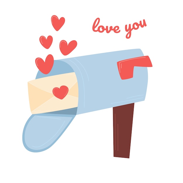 Love message Letter Mail Valentine's Day Elements on a white background Card