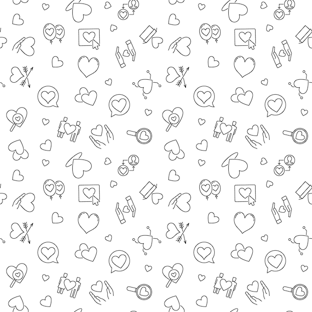  Love  minimal outline seamless pattern