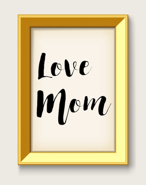 love mom on gold vintage picture frame 