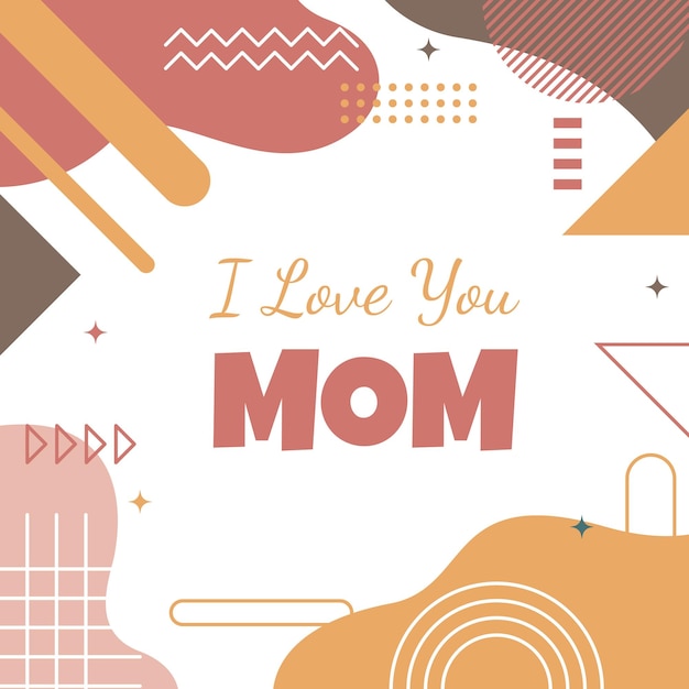 Love Mom Mother Day Square Gift Card Memphis Style