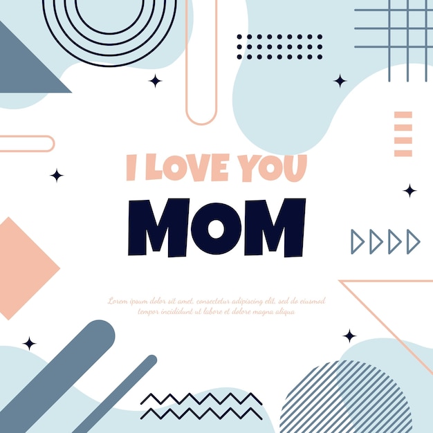 Love Mom Mother Day Square Gift Card Memphis Style