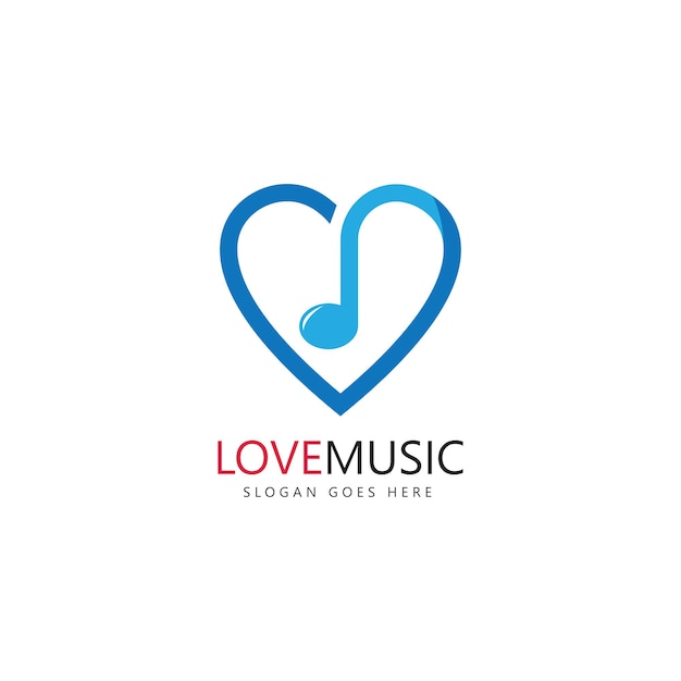 Love music logo template vector