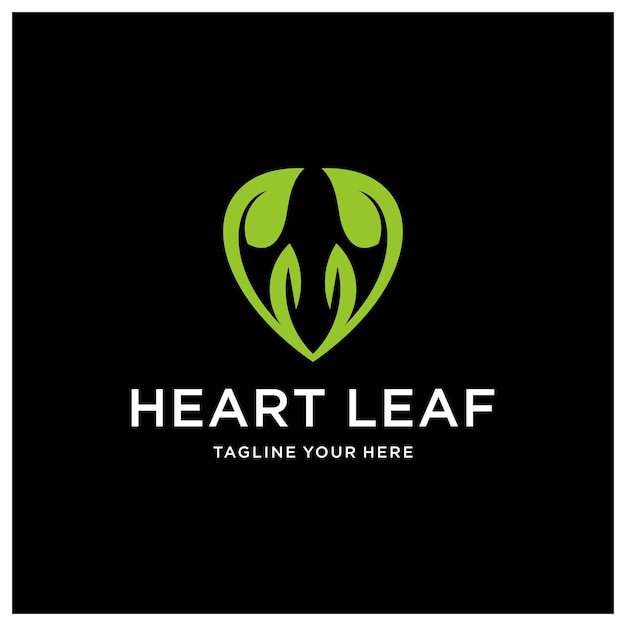 Love nature creative logo design template Simple green leaf and heart shape symbol Ecology