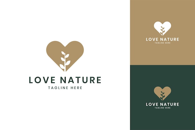 Love nature negative space logo design