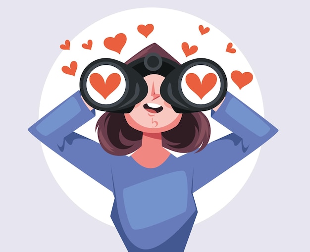 Love people look binocular concept graphic design illustration