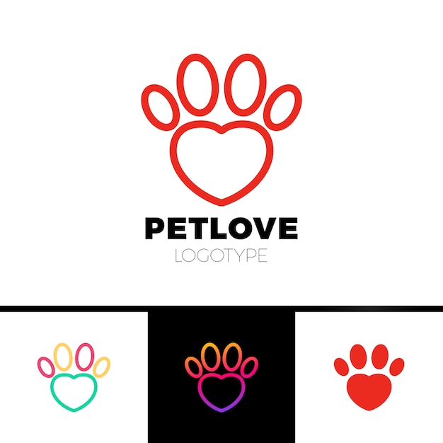 Love pet or Heart Paw Logo Template