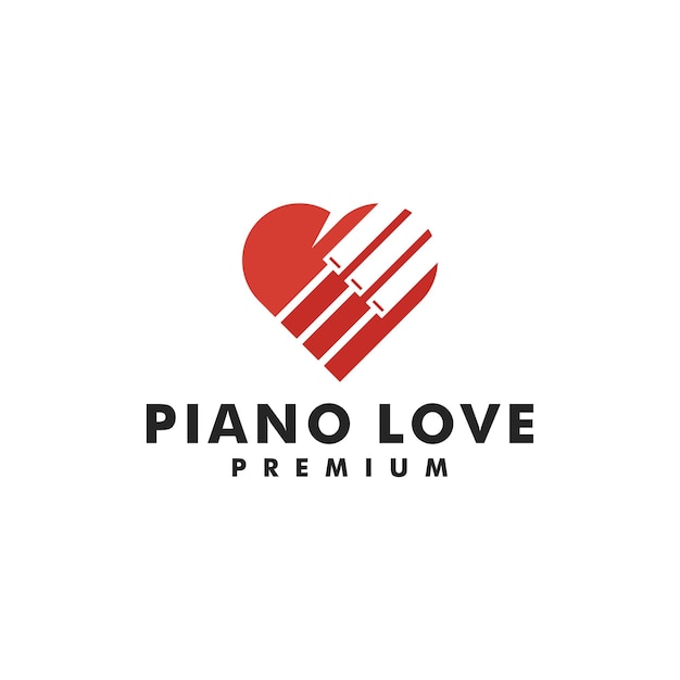 Love Piano heart logo design vector template