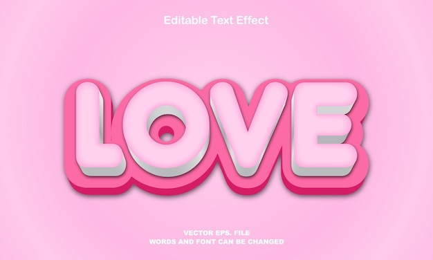 Love pink color 3d style text effects for valentine