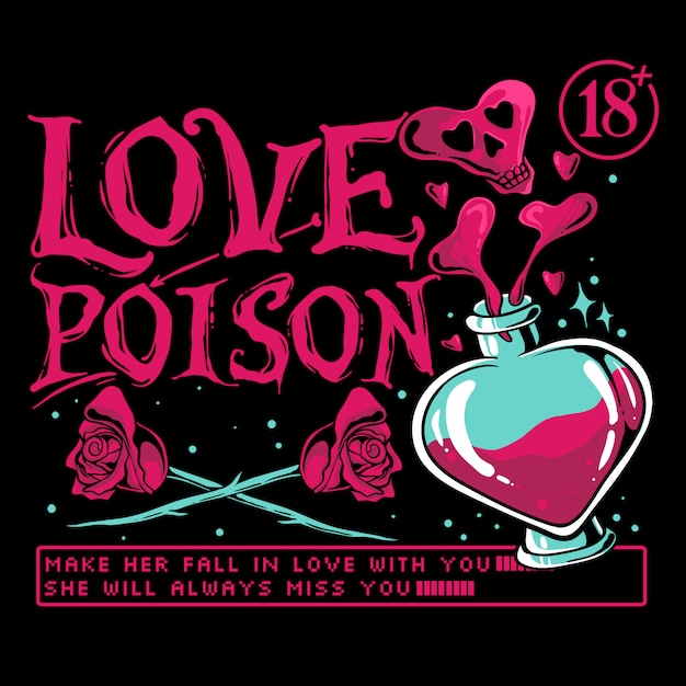 Love poison with roses illustration