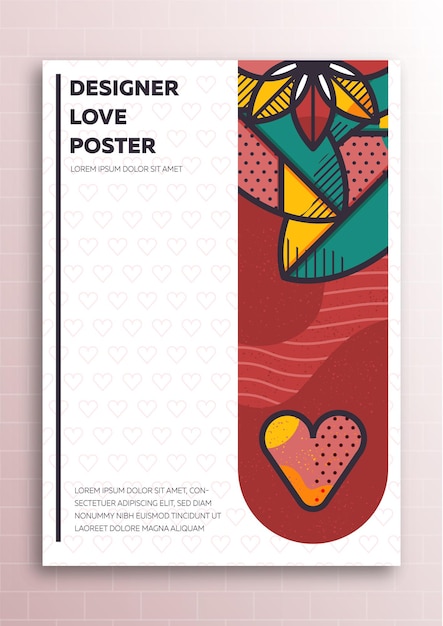 Love poster with flat style elements