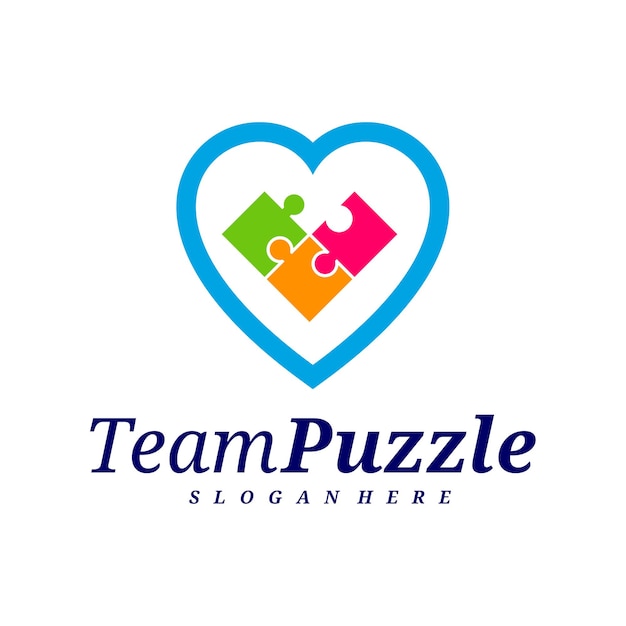 Love Puzzle logo design vector template Vector label of puzzle illustration Creative icon design concept