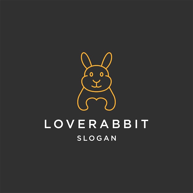 Love rabbit logo icon design template