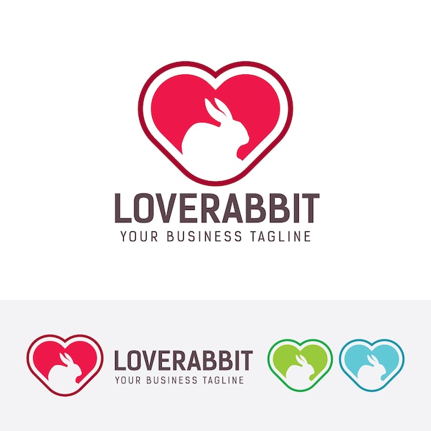 Love rabbit logo template