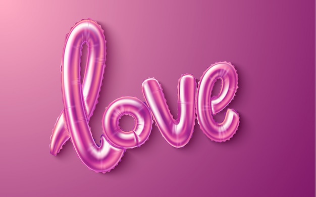  love realistic rubber balloon on pink