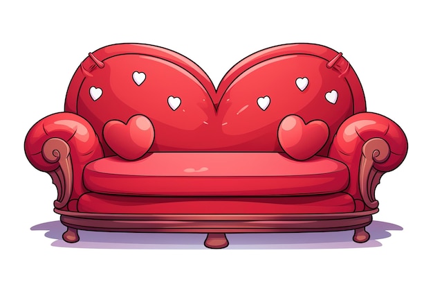 In love red sofa character cartoon