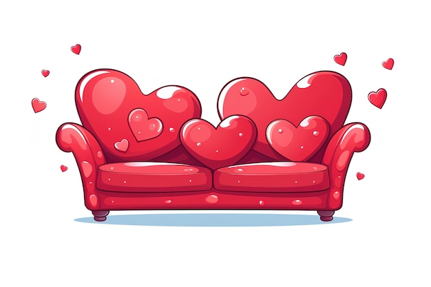 In love red sofa character cartoon