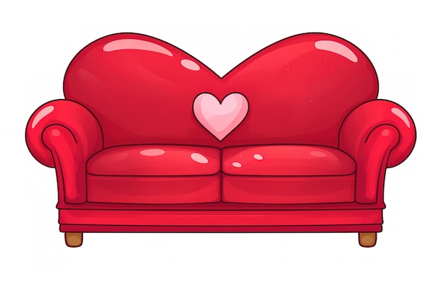 In love red sofa character cartoon