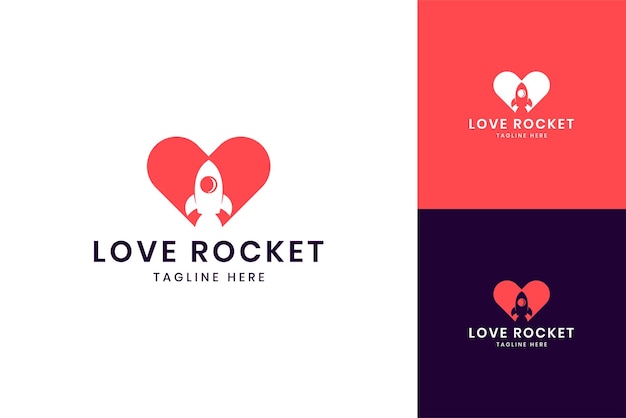 Love rocket negative space logo design