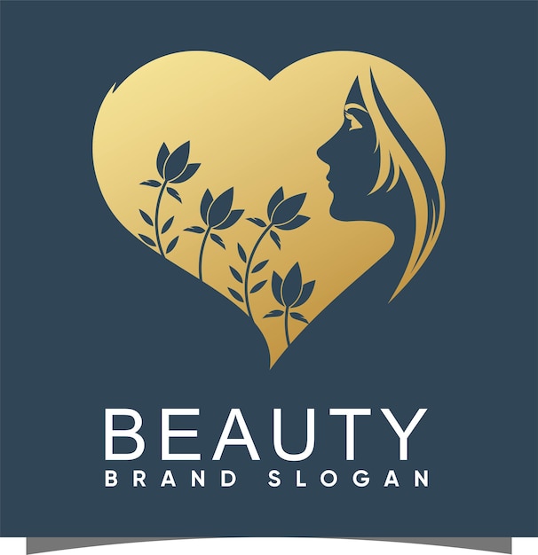 Love shape Beauty Logo with creative concept and design premium vector