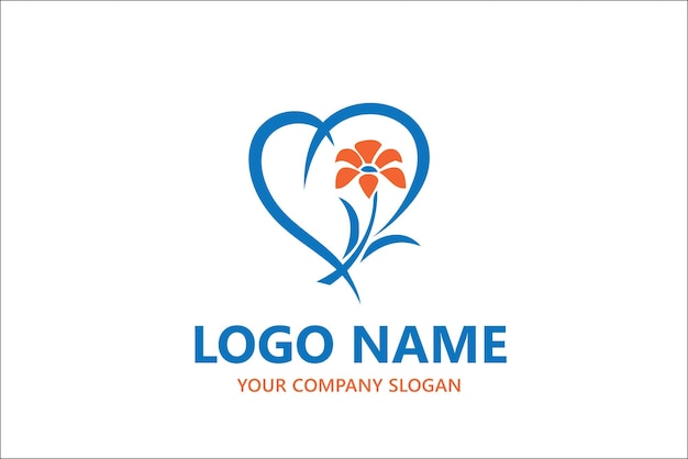 love shape with flower logo