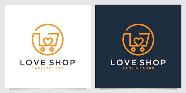 Love shopping line art logo design