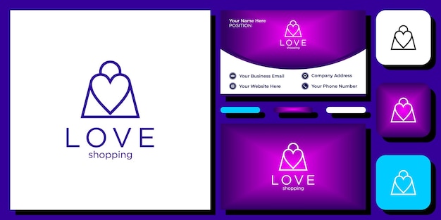 Love Shopping store clothing collection market with business card template