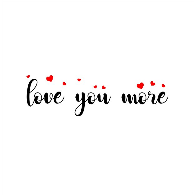 Vector love sign calligraphy banner with red hearts isolated on transparent background