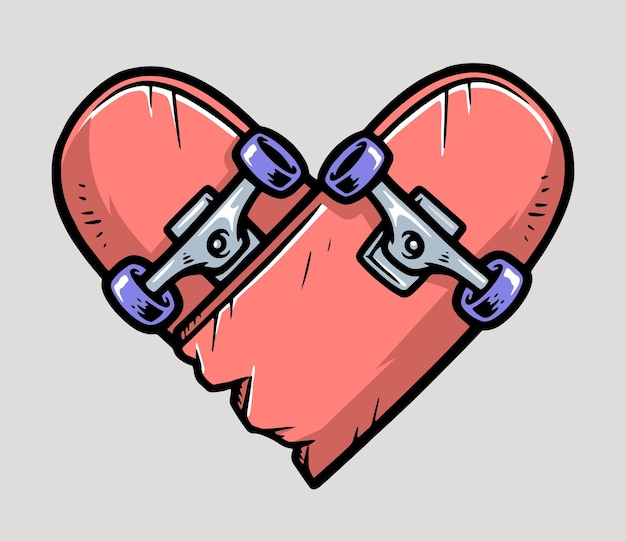 love skateboard illustration hand drawn