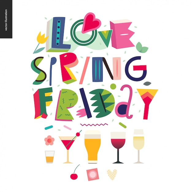 Love spring friday - lettering composition