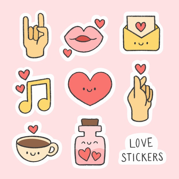 Love sticker hand drawn cartoon collection