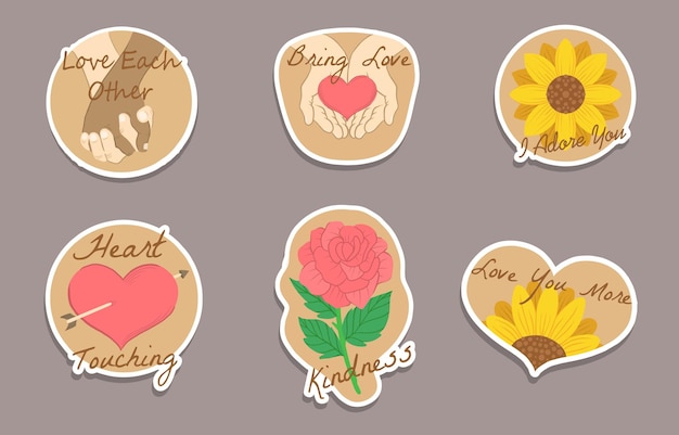 love sticker set affection vintage