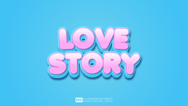 Vector love story 3d editable text effect font