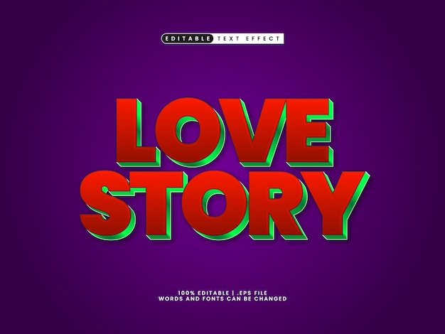 Vector love story editable text effect in cartoon and kids text style