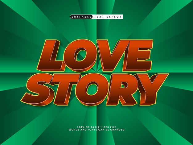 Vector love story editable text effect in game and kids text style