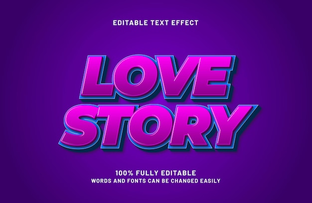 Vector love story editable text effect in simple and modern text style