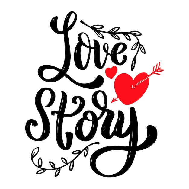 Love story. Lettering phrase isolated on white