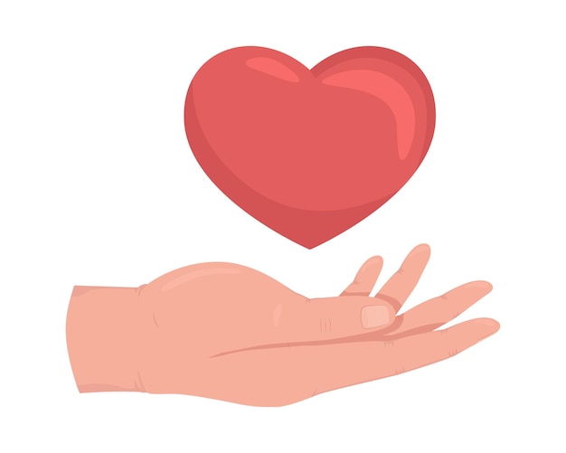 Love and support semi flat color vector hand gesture