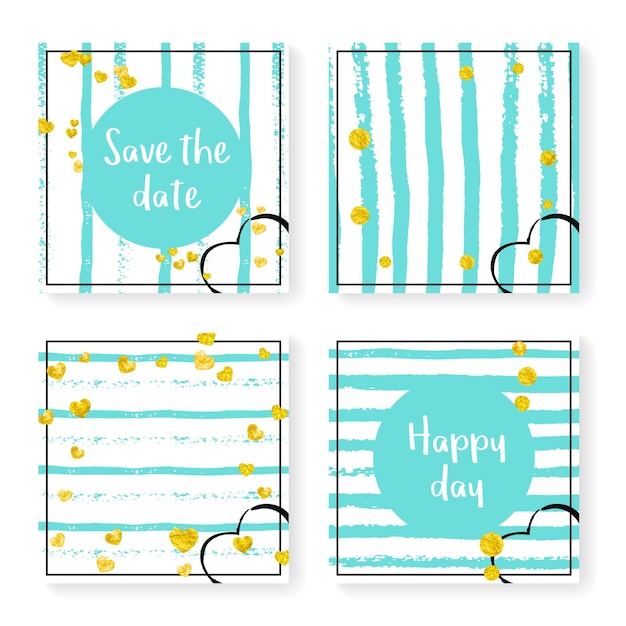 Love Template. Golden Branding Art. Marriage Paint. Romantic Starburst. Mint Splatter Brochure. Handdrawn Magazine Set. Stripe Dream Concept. Turquoise Love Template