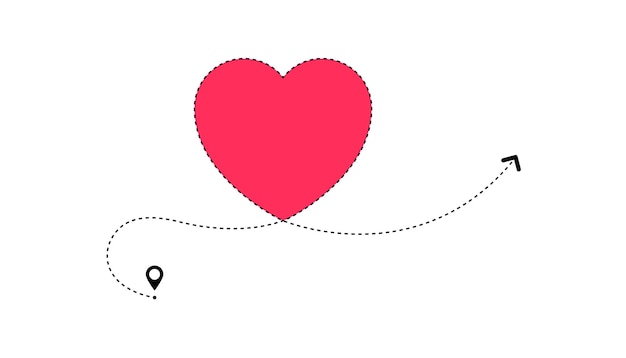 Vector love travel itinerary concept love route drawing the heart valentines day vector illustration