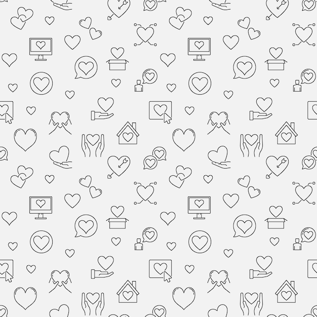 Love vector concept seamless pattern in outline style