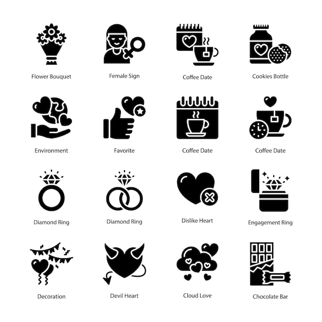 Love vector solid icon style illustration EPS 10 File Set 5