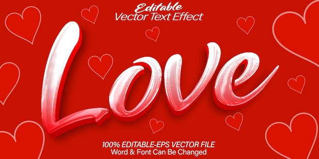 Love Vector Text Effect Editable Alphabet Red Romantic Valentin