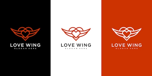 Love wing logo vector design line style